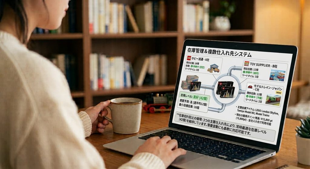 在庫を切らさないために複数の仕入れ先を確保するイメージ